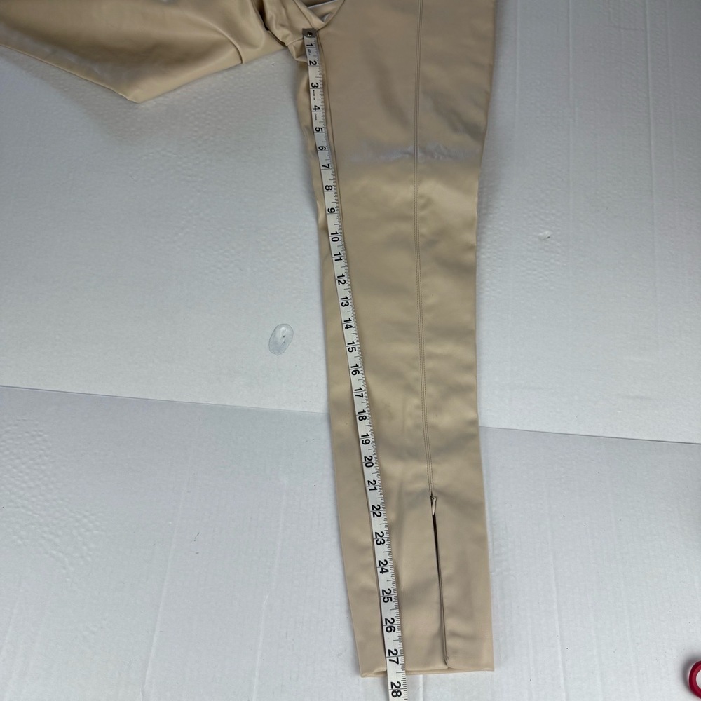 Zara Faux Leather Pants Womens Size Small Beige Skinny Ankle‎ Zipper Hem Modern - Picture 10 of 10